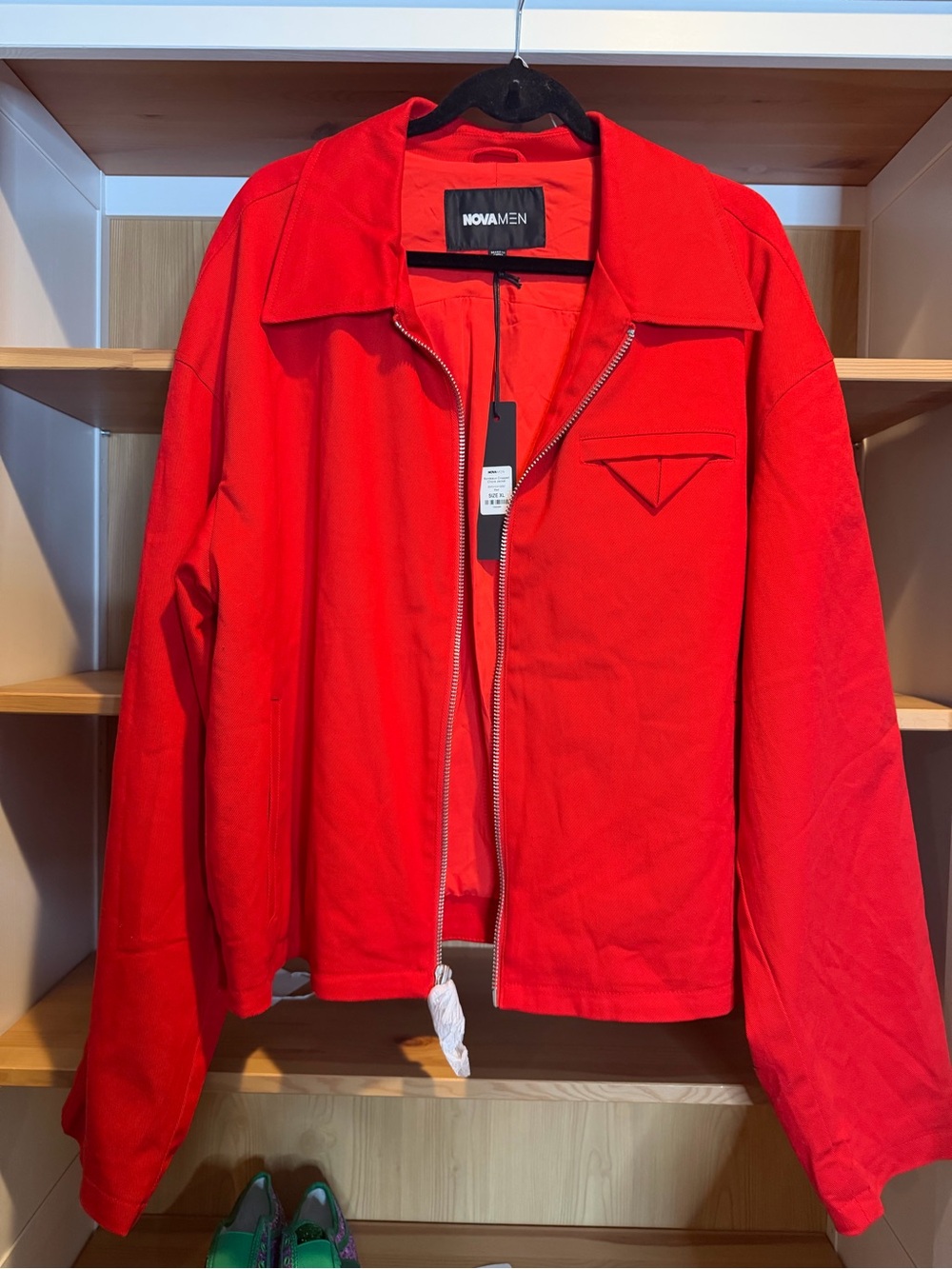 Fashion Nova Men's Red Zip Jacket